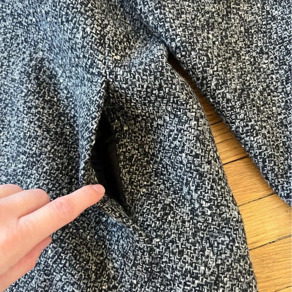 Vintage Black and White Felted Wool Winter Peacoat Coat | S/M - Picture 6 of 7